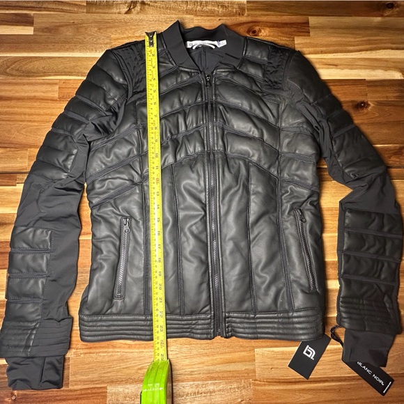 NWT! blanc noir Black Quilted Leather Jacket - Picture 14 of 15
